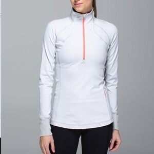 Vintage Lululemon Race With Grace 1/2 Zip II in Wee Stripe White Silver Spoon